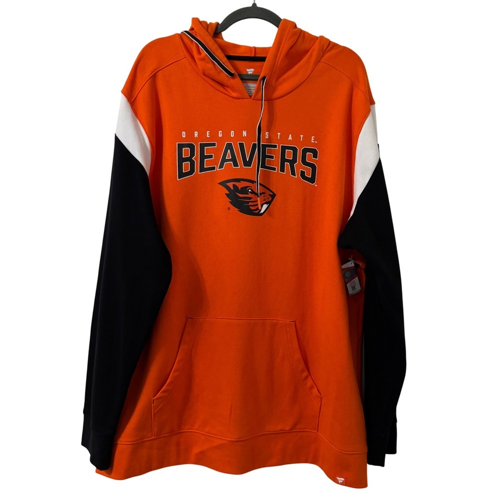 Fanatics Oregon State Beavers Hoodie Mens 2XL Orange Black Color Block Pullover